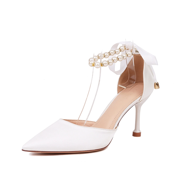 Glass Heels Wedding Stiletto Shoes.. White Wedding Pumps.. 