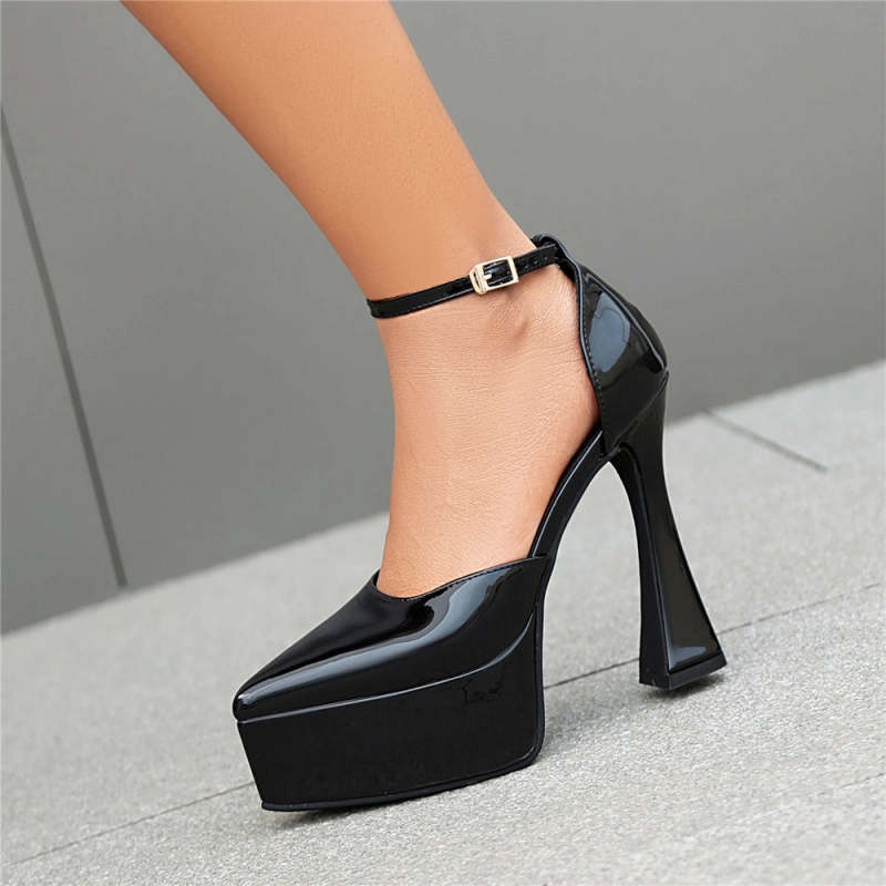 D Orsay Closed Toe Pumps With Ankle Strap Spool Heels Platform D