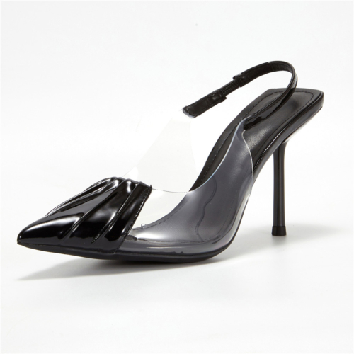 Black Clear Slingbacks Transparent Pointed Toe Pumps Heels For Dance