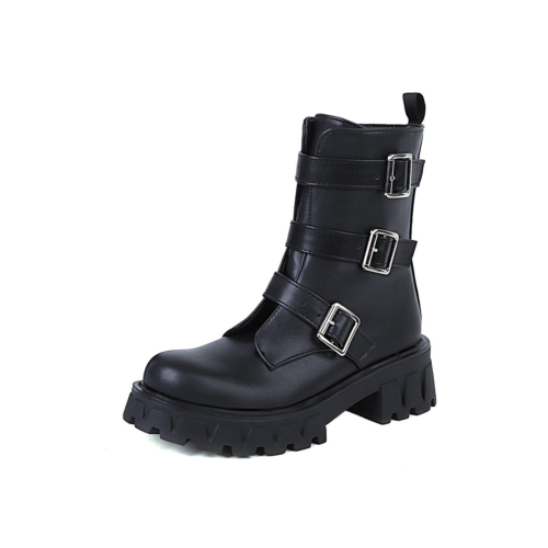Buckle Ankle Boots Platform Chunky Heel Women's Gothic Combat Boots