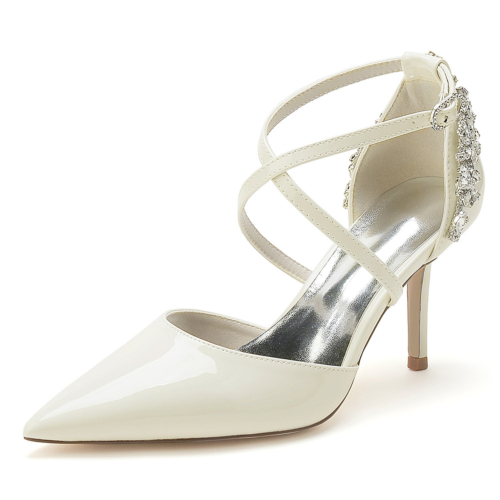 Cross Strap Back Jewelled Embellished D'orsay Pumps Shoes Office Heels