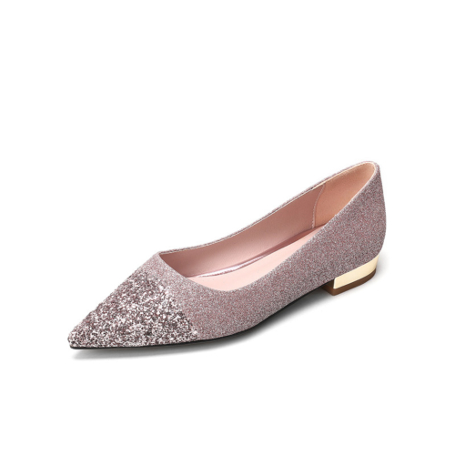 Glitter Flats Pointed Toe Sequined Pumps Work Shoes for Women