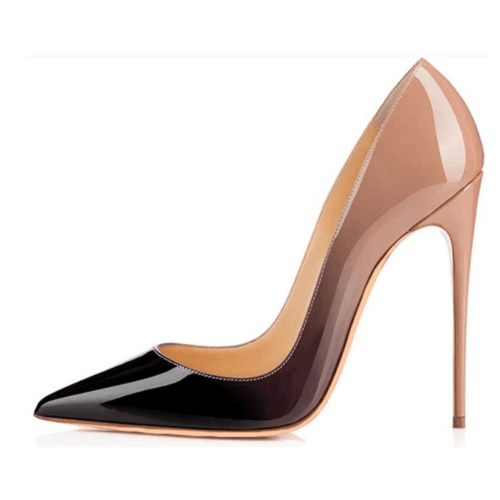 Nude&Black Gradient High Heels Shoes Pointed Toe Pumps