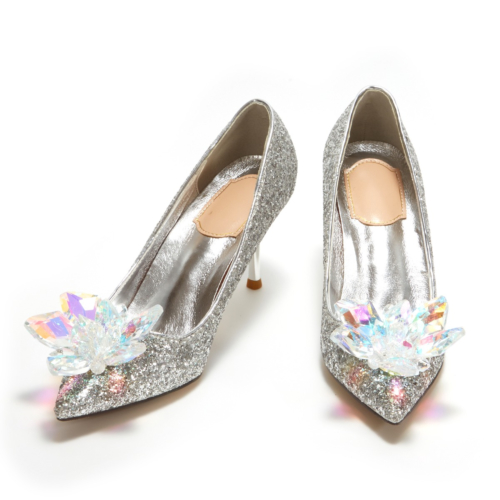 Ladies Glitter Crystal Embellished High Heel Sparkly Sequin Pumps