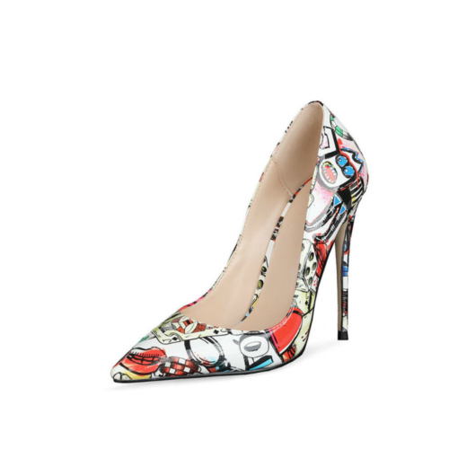 Multicolor Graffiti Stiletto Pumps Patent Leather 4 inches Heels Shoes for Women
