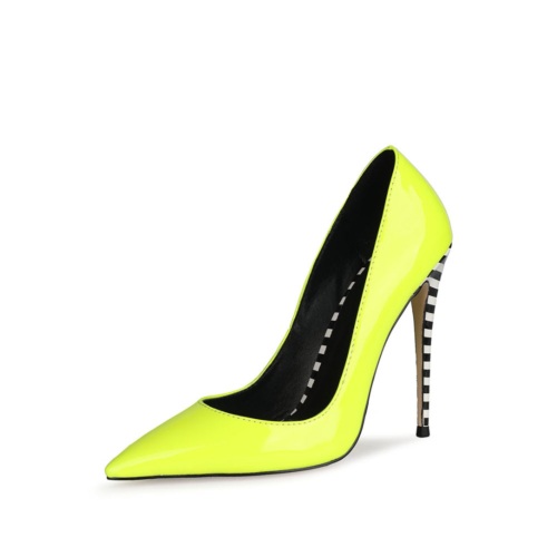 Neon Patent Leather Heeled Pumps Pointed Toe Stiletto Heels Shoes