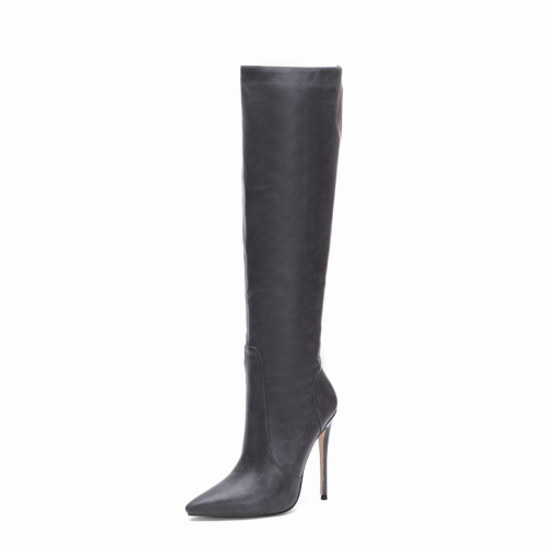 Women's Vegan Leather Pointed Toe Stilettos Knee High Boots