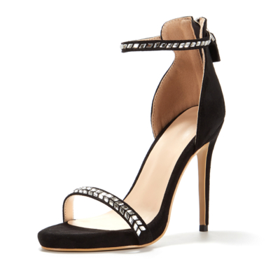 Ankle Strap Rhinestones Party Sandals with Stiletto Heels 120mm