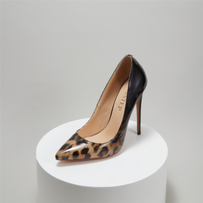 Black &Leopard Gradient Heels Bridal Stiletto Heel Pumps