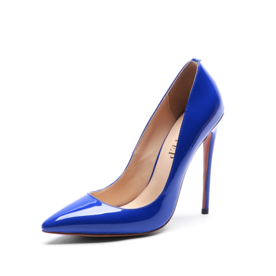 Blue Court Pumps Pointed Toe Stilettos for Office Ladies With 5 inch High Heel