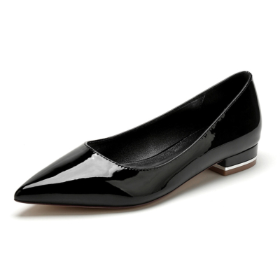 Black Comfy Pointed Toe Flats Pumps Solid Office Flat Shoes for Work