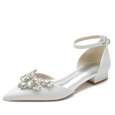 Glitter Jeweled D'orsay Flats Ankle Strap Rhinestone Wedding Shoes