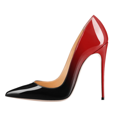 Red&Black Gradient High Heels Shoes Pointed Toe Pumps