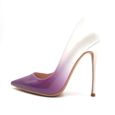 Purple&White Gradient Prom High Heels Shoes Pointed Toe Dresses Pumps