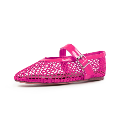 Orchid Mesh Mary Janes Flat Shoes