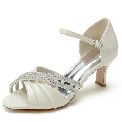Jeweled Strap Ankle Strap D'orsay Sandals Block Low Heels for Dress