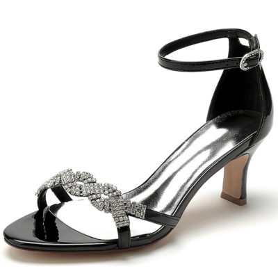 Jeweled Twist Strap Sandals Party Shoes with Block Low Heels