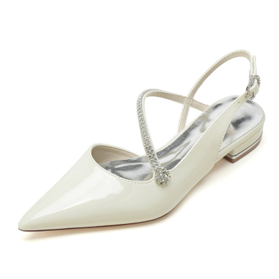 Jewelled Cross Strap Pointed Toe Backless Comfy Flats Shoes for Work