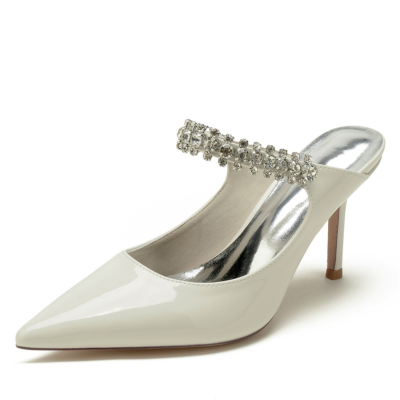 Jewelled Mulled Pointed Toe Stiletto Heel Bridal Slingback Shoes