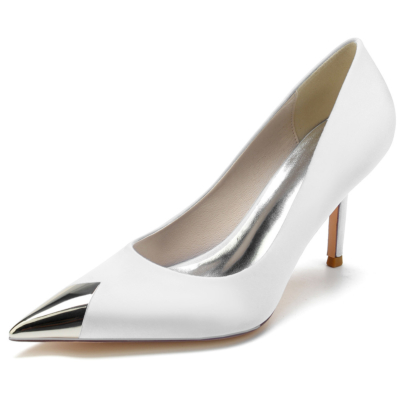 Metallic Pointed Toe Satin Pumps Stiletto Heel Shoes For Dance