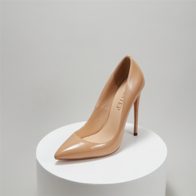 Nude Court Pumps 4 inch Stiletto High Heel for Office Ladies with Pointed Toe