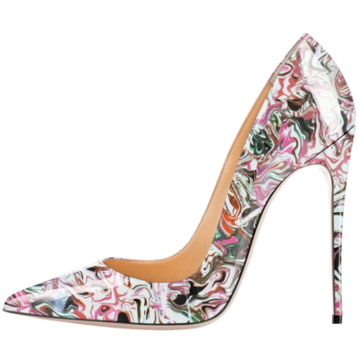 Pink Marble Prints Dresses Stilettos Pumps Wedding High Heel Shoes