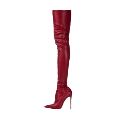 Pointed Toe Thigh High Boots Elastic Over the Knee Stiletto Boots