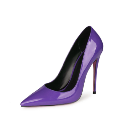 Neon Purple Patent Leather Patent Leather Heeled Pumps Summer Women's Court High Heels