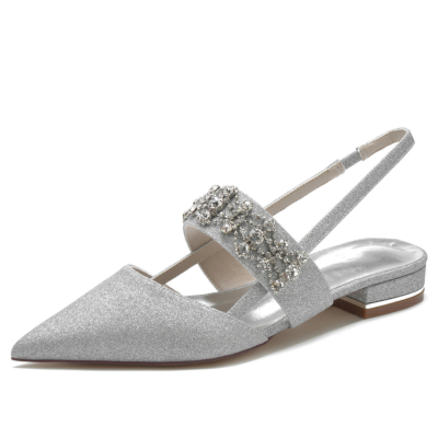 Retro Pointed Toe Jewelry Slingback Mary Jane Flat Shoes