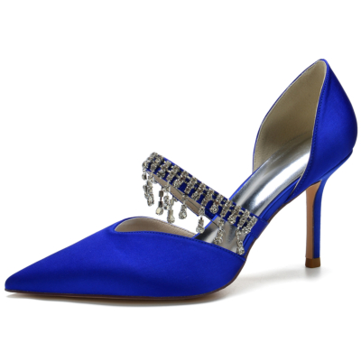 Rhinestone Fringe Stiletto Heel D'orsay Pumps Mary Jane Wedding Shoes
