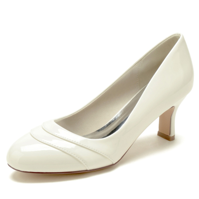 Beige Round Toe Comfy Work Pumps Shoes with Block Low Heels