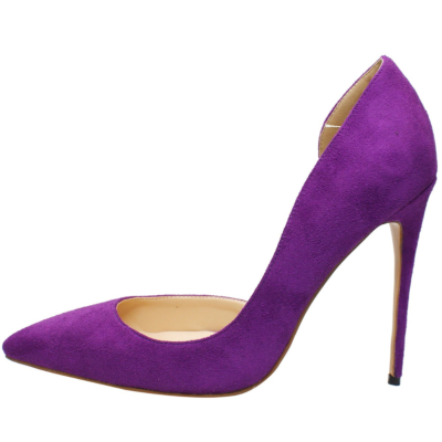 Purple Suede Party Pumps Pointed Toe Stiletto 4