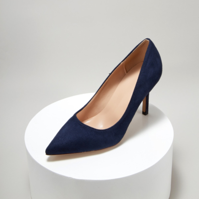 Navy Suede Sexy Pointy Toe Stiletto Heel Womens Dress Shoes Pumps