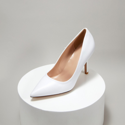 White Synthetic Sexy Pointy Toe Stiletto Heel Womens Dress Shoes Pumps