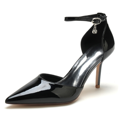 Black Solid D'orsay Pumps Stiletto Heels Pointed Toe Office Shoes for Work