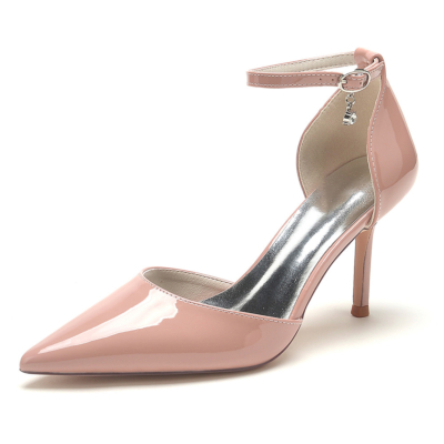Pink Solid D'orsay Pumps Stiletto Heels Pointed Toe Office Shoes for Work