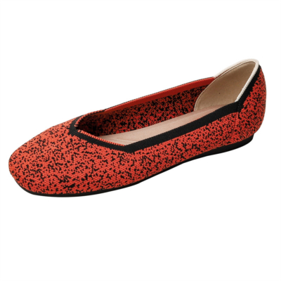 Red Square Toe Flats Comfortable Work Women's Flat Shoes