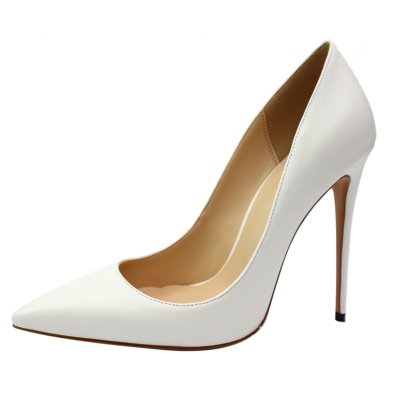 White Dresses Matte Pumps Pointed Toe Stiletto High Heels Shoes