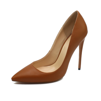 Brown Dresses Matte Pumps Pointed Toe Stiletto High Heels Shoes