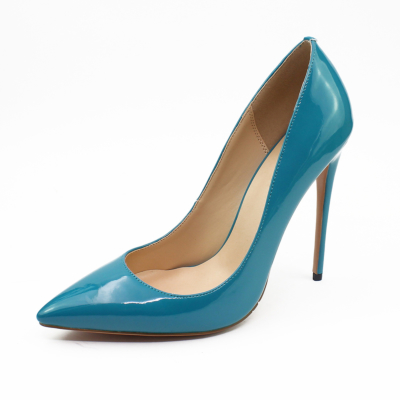 Light Blue Court Pumps Pointed Toe Stilettos for Office Ladies With High Heel