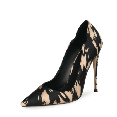 Stylish Quilted Zebra Print Pumps Heels Cut Out Pointed Toe Heeled Shoes