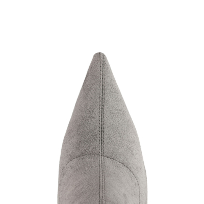 Grey Suede Elastic Over The Knee Boots with Pointed Toe