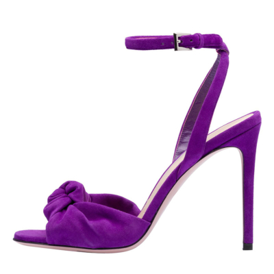Purple Suede Stiletto Slingback Ankle Strap 5