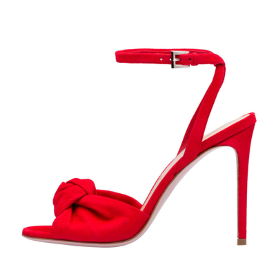 Red Suede Stiletto Slingback Ankle Strap 5