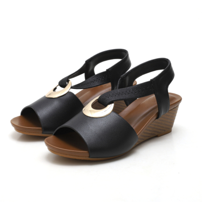 Black Summer Comfortable Wedge Sandals Dance Shoes