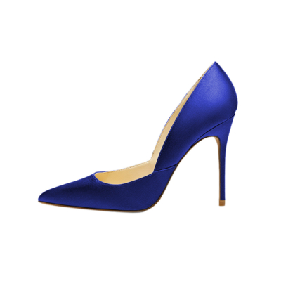 Royal Blue V-Cut Stiletto Heels Pointy Toe Chic Wedding Shoes Pumps For Women