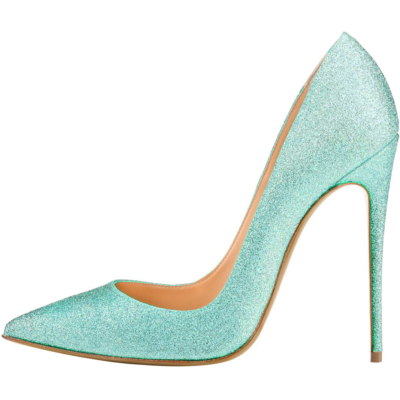 Mint Glitter Wedding Stiletto High Heel Pointed Toe Sequin Pumps Shoes