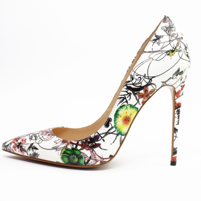 Multicolor Floral Embossed Dresses Stilettos Pumps Wedding High Heel Shoes