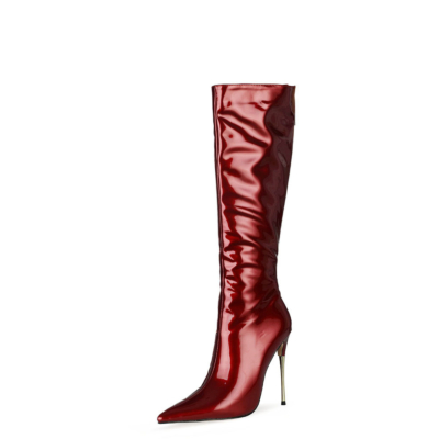 Burguny Dress Tall Boots 5