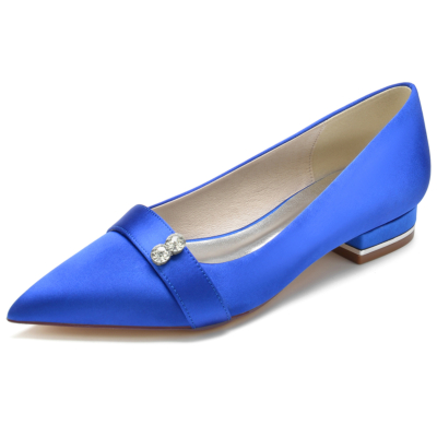Women's Satin Pointed Toe Flat Wedding Shoes